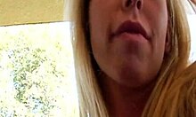 Big Boobed Blonde Bitch Masturbates in Close-Up.