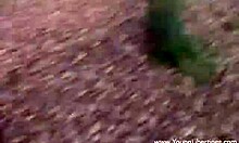 Outdoor brunette prostitute sucks cock and gets fucked!