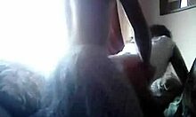 With camera on, he fucks her doggy style on the bed