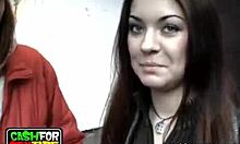 Wet brunette girlfriend blows guy in shower