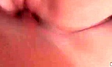 Shaved pussy where natural tits get reacted upon getting anal creampied