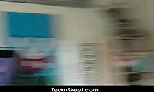 this hot blonde babe with shaved pussy and tattoo rides a big cock in pov, sucking and fucking like crazy