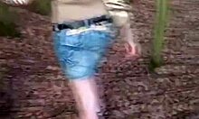 Outdoor brunette prostitute sucks cock and gets fucked!