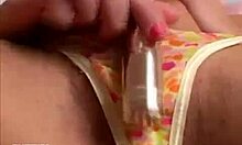 Naughty Babe In Colorful Panties Starts Kinky Masturbation With Vibrator Close-Up