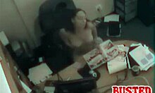 Sweet secretary at work indulges in solo fun with her sexy feet