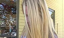 Big Boobed Blonde Bitch Masturbates in Close-Up.