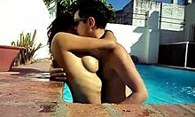 Big Tits Latina Teases Boyfriend by the Pool