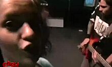 teeny brunette gives handjob to her black boyfriend in public