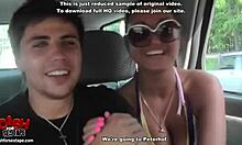 Young couple fucks outdoors with cum on ass