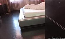 Brunette teen sucks morning cock eagerly