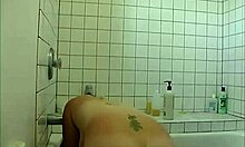 naughty brunette lesbians explore wet bathroom fun