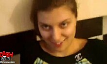 gal in clothes sucks cock outdoor and swallows