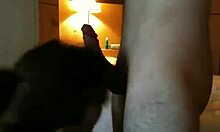 the brunette wife eagerly sucks the amateur cock, choking on it