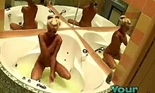 Hot blonde in a shower the music, oh my God!