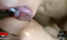 gal in clothes sucks cock outdoor and swallows