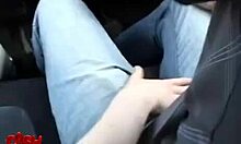 Hot girl removes her white stockings in an auto erotic scene