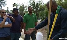 kinky chick pees during interracial doggystyle fuck