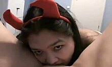 Cute girls in disguises fuck in a home video