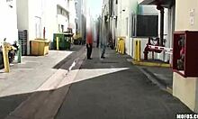 This slutty exhibitionist with a bubble butt is getting fingered and fucked doggystyle by randos.