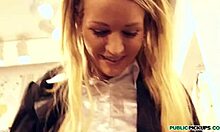 blonde with long nails sucks cock for cash in pov