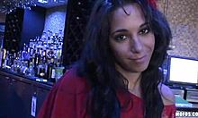 Stunning babe flashing her boob in the crowded nightclub