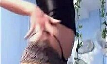 amazing brunette babe with piercing and thong teases on webcam solo