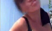 amazing brunette babe with piercing and thong teases on webcam solo