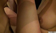 black-haired bimbo and blonde slut having fun with each other