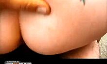 foxy elegant babe with a shaved pussy uses a big vibrator for some horny action in pov.