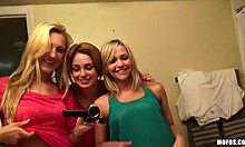 blondes at party get into blowjob and doggystyle orgy