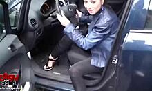 Married Bimbo Sucks and Masturbates in Car for Outdoor Blowjob Fun