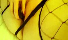 Horny BBW in Fishnets MASTURBATES with Dildo in Slutty Outfit