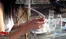 gorgeous-eyed tramp blows bloke to cum