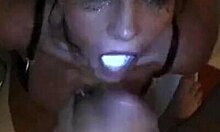 Watch this hot babe deepthroat a big cock in the bathroom?