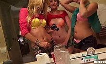 blondes at party get into blowjob and doggystyle orgy