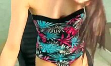 teen 18+ bimbo performs on webcam with toys