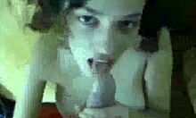 chick licks the tip of my cock like it's candy