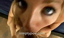 Hot bitch licks penis like sweet donut filling in pov