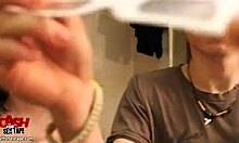 Sweet teen shaving her pubes before riding her boyfriend