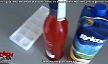 Chubby brunette sucking balls in outdoor reality porn