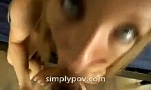 Hot bitch licks penis like sweet donut filling in pov