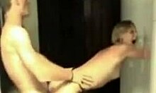 smiley girlfriend having a blast getting drilled in the bathroom 😍