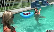 I watch two blonde bitches suckin' and fuckin' in a foursome