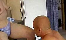 Brunette wife delivers intense blowjob in kitchen encounter