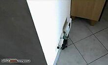 This brunette with glasses and piercing is sucking cock pov and getting fresh cum on her boobies! 😏