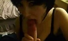 Pierced teen licks boyfriend's cock in pov