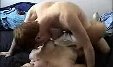 very flexible bitch receives cumshot on her belly during homemade sex