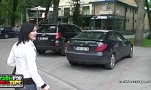 rakish whore closes eyes during fellatio