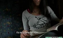 Guy Gets Boner Watching Cute Brunette Bitch Strip in Public