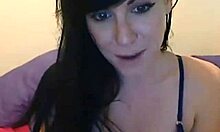 Amateur Brunette Spreads Legs and Impales Her Natural Tits on Vibrating Dildo